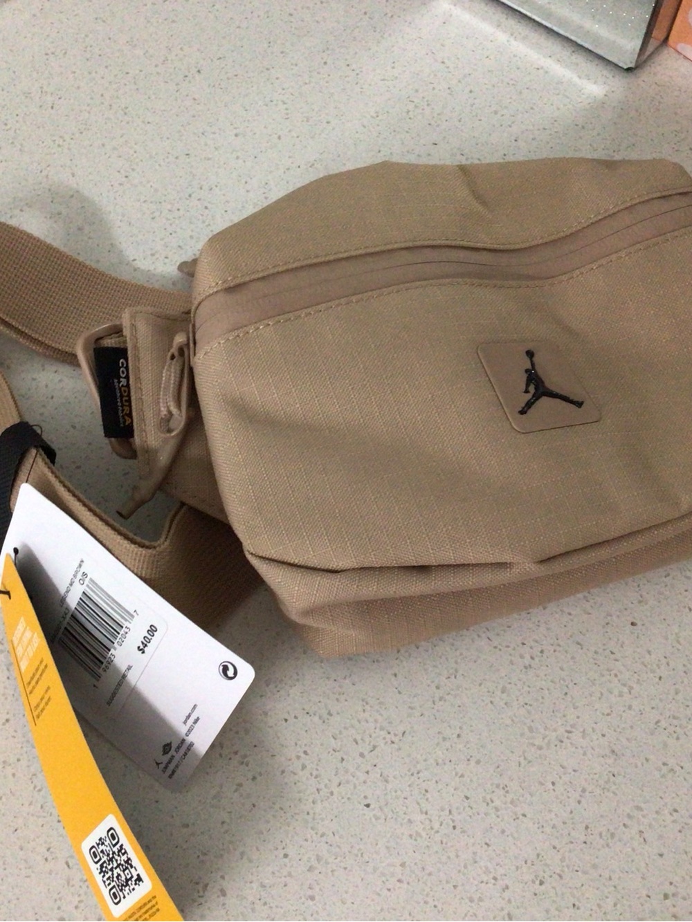 Jordan Beige Waist Bag with Black Jumpman Logo